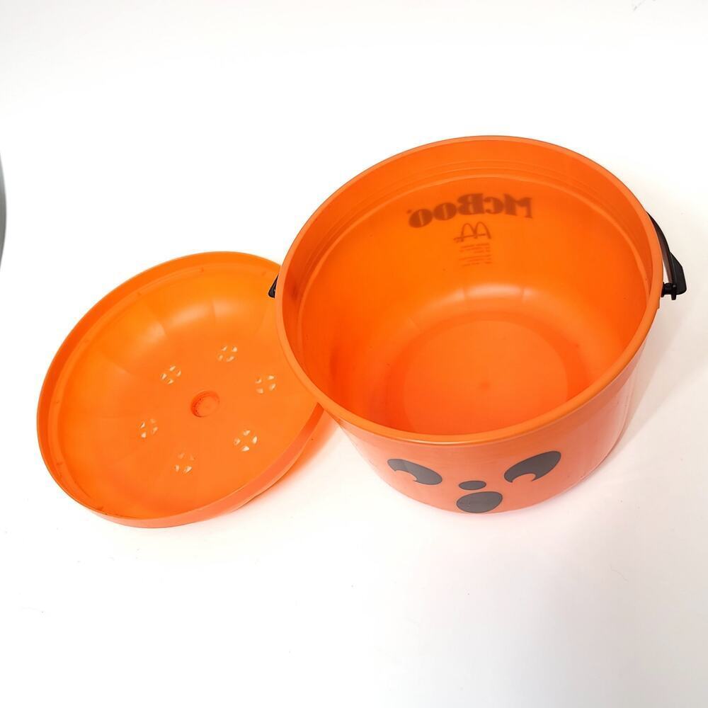 Vintage 1986 McDonald's McBoo Halloween Pumpkin Pail Bucket w/ Lid​ - Picture 3 of 13